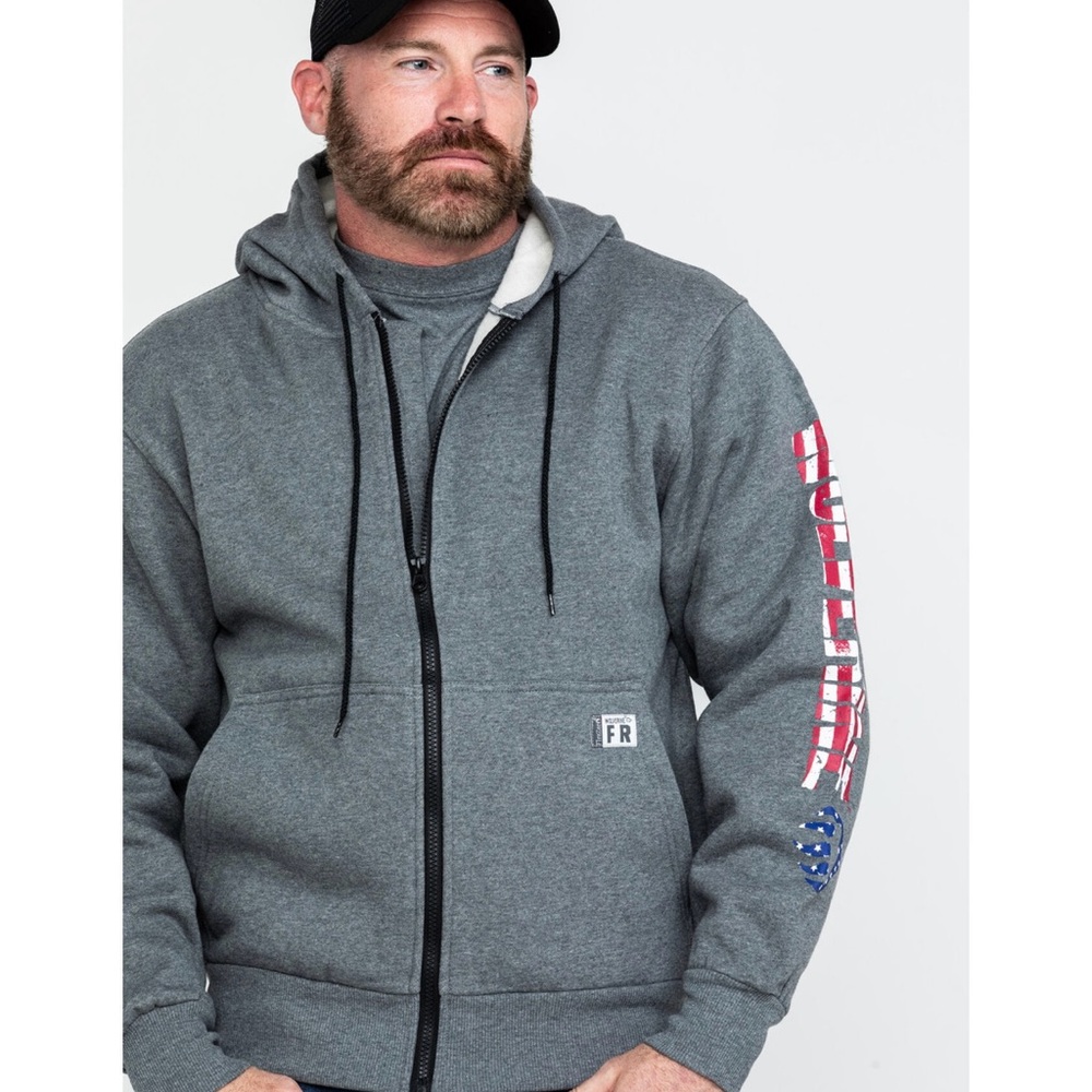 Wolverine Men’s FR Logo SLEEVE ZIP-UP WORK HOODIE